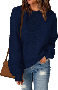 Sucolan Oversized Sweaters for Women Heathered Long Sleeve Crew Neck Pullover Knit Sweater Casual Fall Tops 2024 Fashion